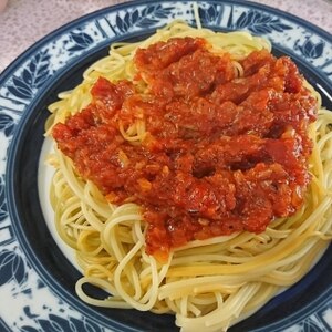 あるもので簡単☆トマト缶のパスタ！